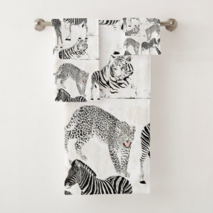Motif élégant Black and White Jungle Animaux