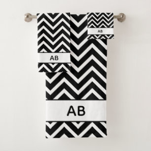 Motif élégant Chevron sur monogramme noir et blanc