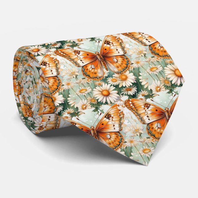 Motif élégant de jardin papillon Cravate (Roulé)