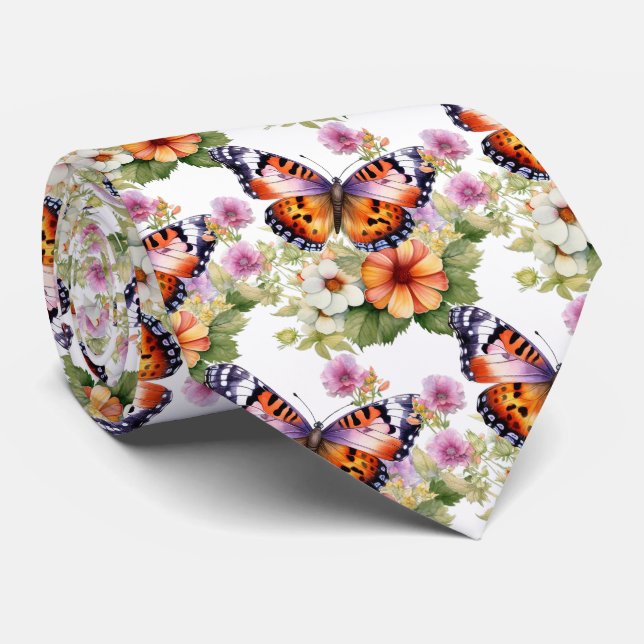 Motif élégant de jardin papillon Cravate (Roulé)