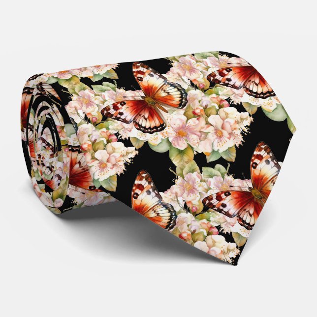 Motif élégant de jardin papillon Cravate (Roulé)