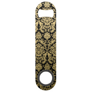 Motif élégant d'or et de damassé de noir