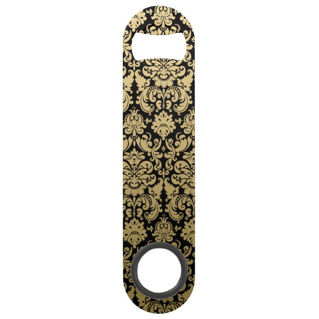 Motif élégant d'or et de damassé de noir (Devant)