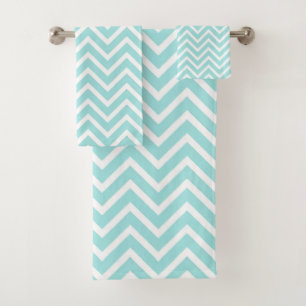Motif élégant en chevron sur turquoise et blanc