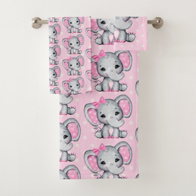 Motif Eléphants Bébé Rose Cute (En situation)