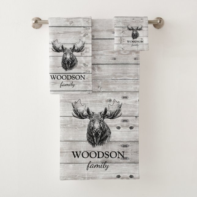 Motif en bois gris d'orignal personnalisé (En situation)