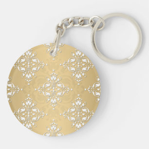 Motif en Damas or jaune et blanc