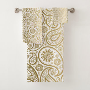Motif en or et cachemire blanc