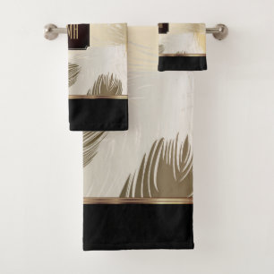 Motif en plume noir et or avec Monogramme
