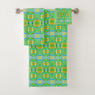 Motif en treillis crémeux bleu vert orange violet