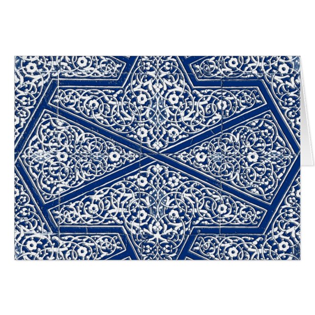 Motif en tuiles persanes - bleu cobalt et blanc (Devant horizontal)
