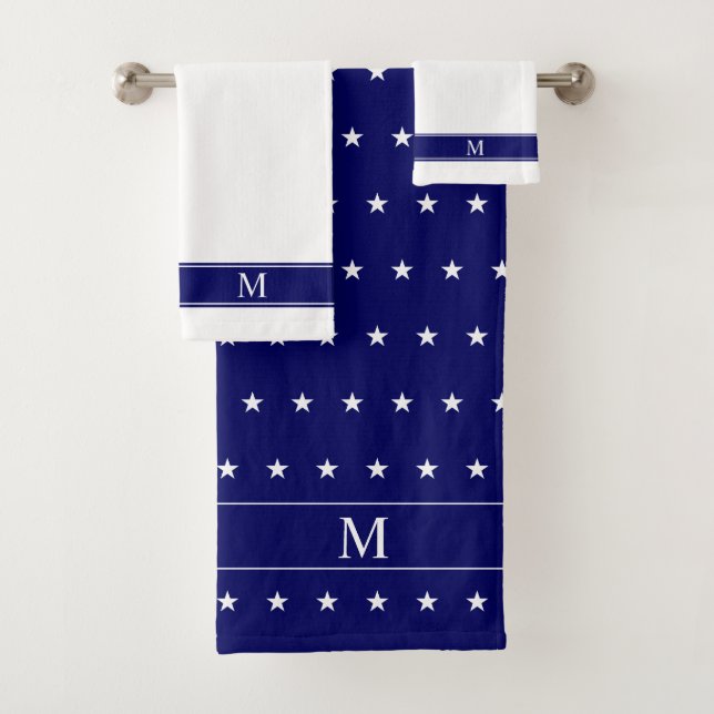 Motif et monogramme de l'étoile blanche sur bleu e (En situation)