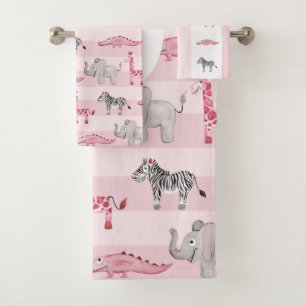 Motif et nom d'enfant animal rose Safari