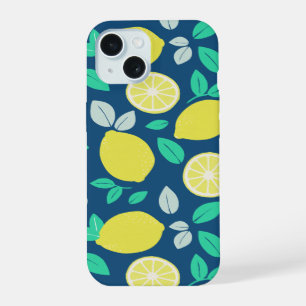 Motif été citron en bleu marine