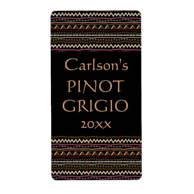 Motif Ethnique Étiquettes de vin maison (Devant)