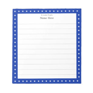 Motif étoile sur bloc-notes ligné à cadre bleu roy