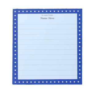 Motif étoile sur bloc-notes ligné à cadre bleu roy