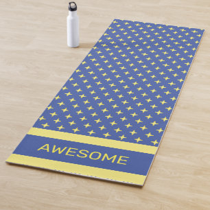 Motif étoile sur tapis de yoga bleu et jaune