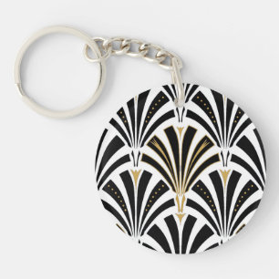 Motif éventail Art déco - noir et blanc