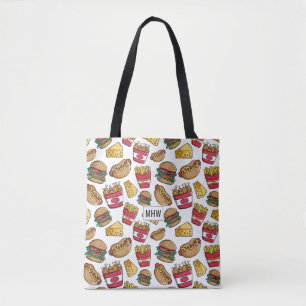 Motif Fast Food sacs monogrammes personnalisés