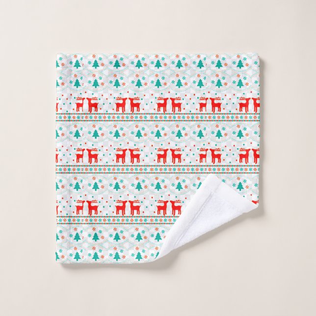 Motif festif de Noël avec rennes (Gant de toilette)