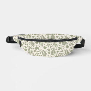 Motif Feuille déchiré vert sur crème