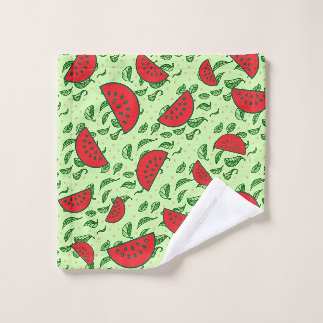 Motif feuille et pastèques (Gant de toilette)