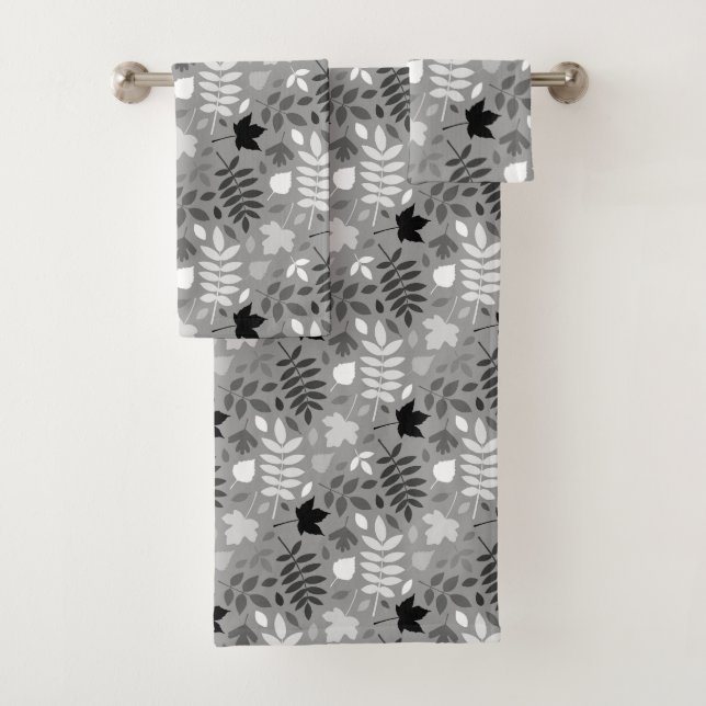 Motif Feuille tombé Monochrome sur Grey (En situation)