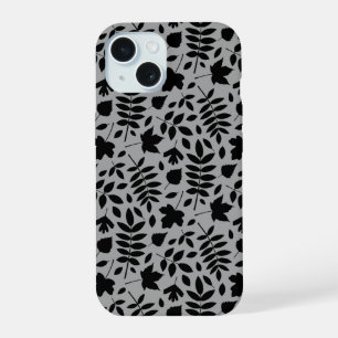 Motif Feuille tombé noir sur gris