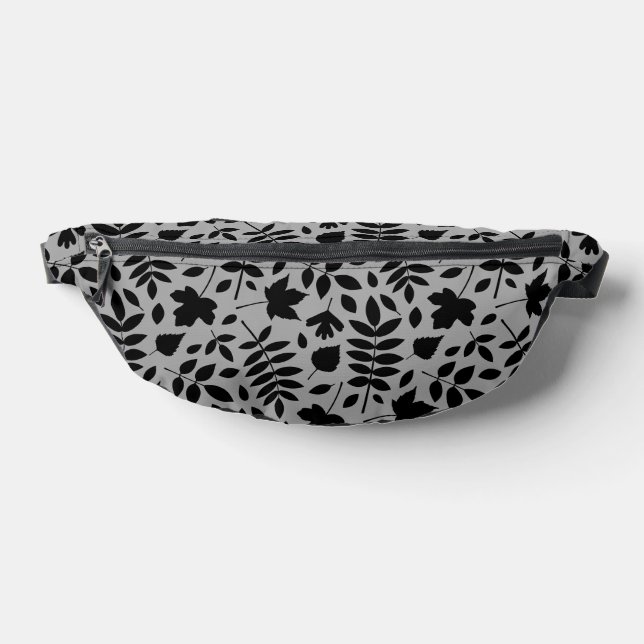 Motif Feuille tombé noir sur gris (Poser)