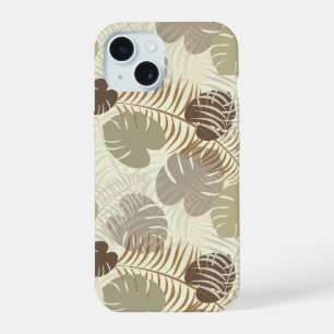 Motif feuille tropicale élégant beige, pierre