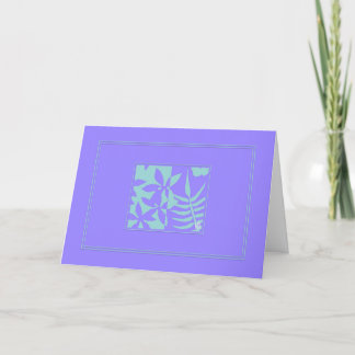 Motif feuille Turquoise sur la carte de voeux hori