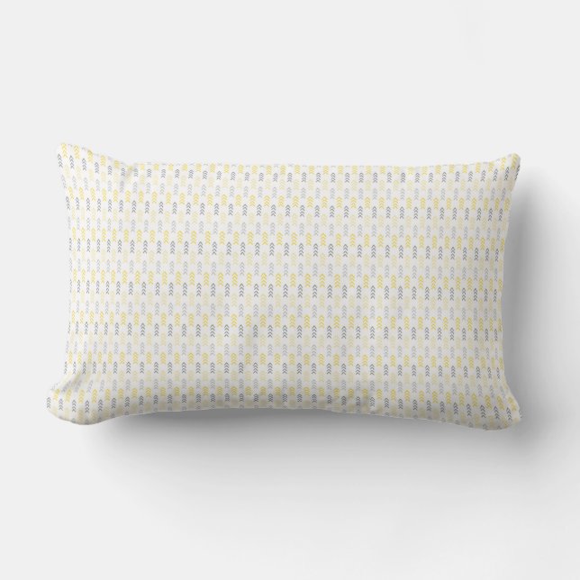 Motif Flèche Jaune et Gris Lumbar Coussin (Recto)