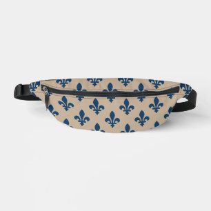 Motif Fleur de Lis, Bleu Royal Français sur Crème