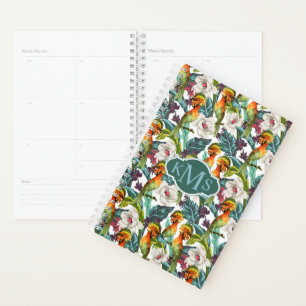 Motif Fleur Exotique Et Oiseau Monogramme