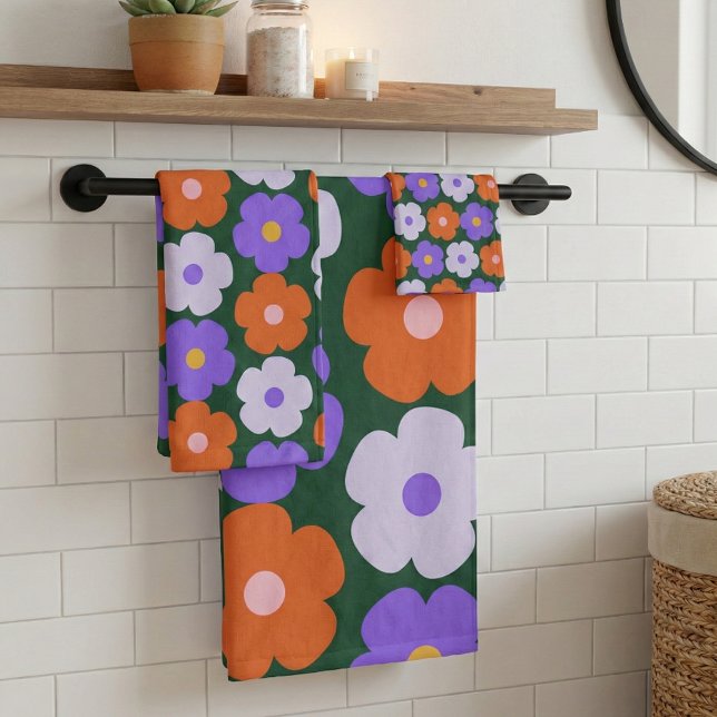 Motif Fleur rétro mignonne en violet et vert   (Créateur téléchargé)