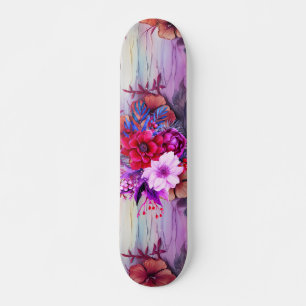 Motif Fleur sauvage coloré Skateboard