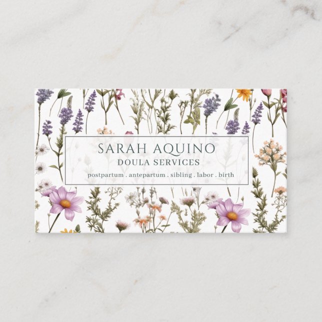 Motif Fleur sauvage Doula Floral Carte de visite (Devant)