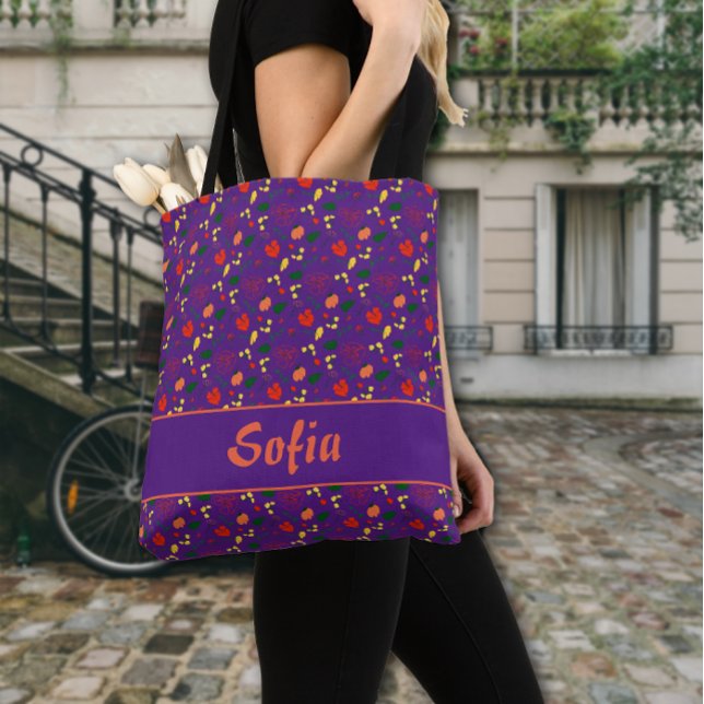 motif fleur sauvage pavot violet sac fourre-tout (Créateur téléchargé)