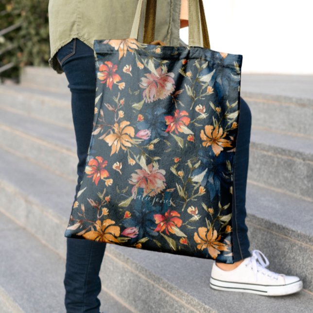 Motif fleur sauvage | Sac fourre-tout Monogramme (Créateur téléchargé)