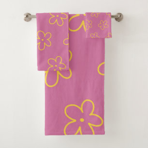 Motif Fleur simple et jaune rétro