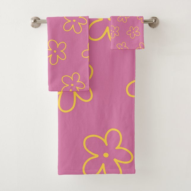 Motif Fleur simple et jaune rétro (En situation)