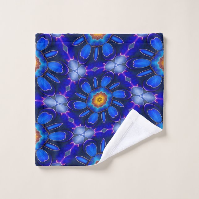 Motif Fleurs bleues Abstraites (Gant de toilette)