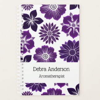 Motif Fleurs Florales Violettes Nom Personnalisé