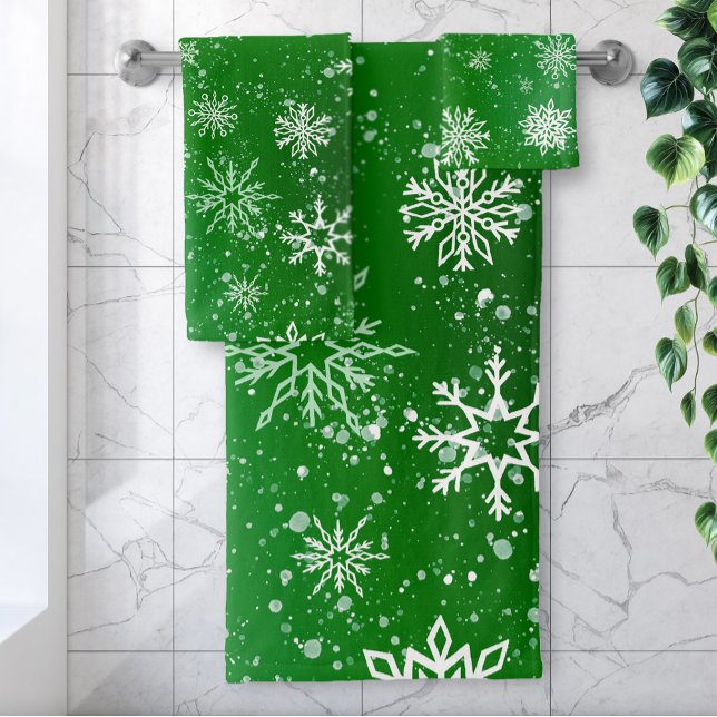 Motif Flocons de Neige Verts Fête d'Hiver (Créateur téléchargé)