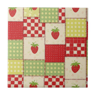 Motif floral à carreaux de fraise de ferme