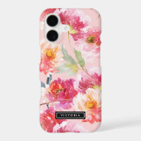 Motif floral à l'aquarelle chic de pivoines roses