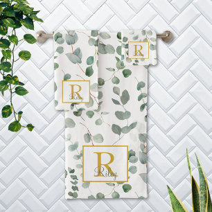 Motif floral à l'aquarelle Monogram Eucalyptus