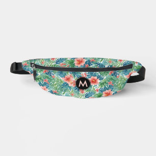 Motif floral à monogramme aux feuilles hawaïennes