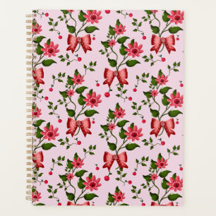 Motif floral à nœud papillon cerise mignon